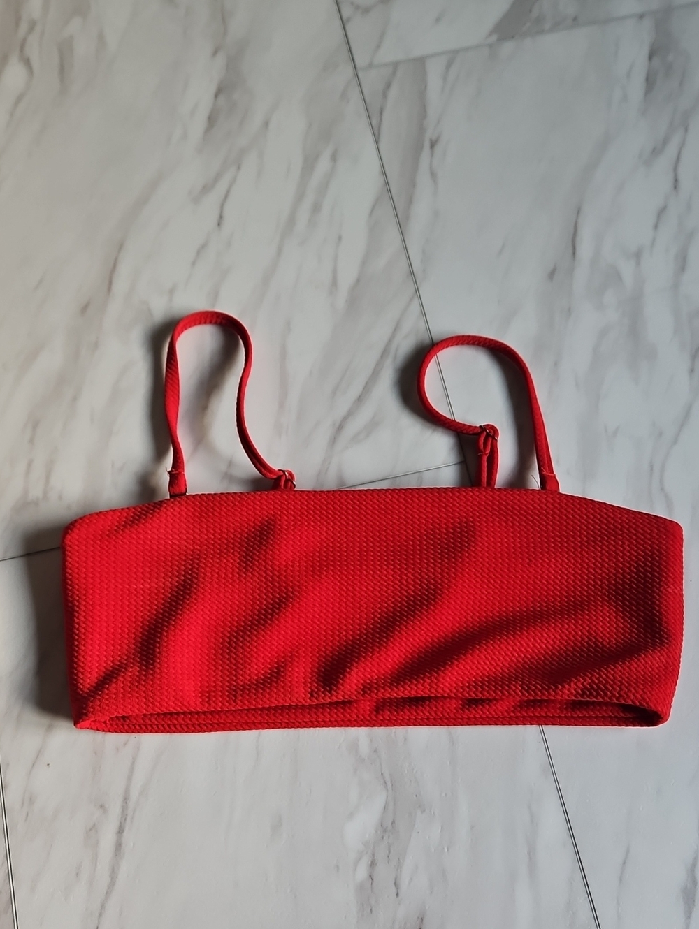 Zaful Red Textured Bandeau Bikini Top